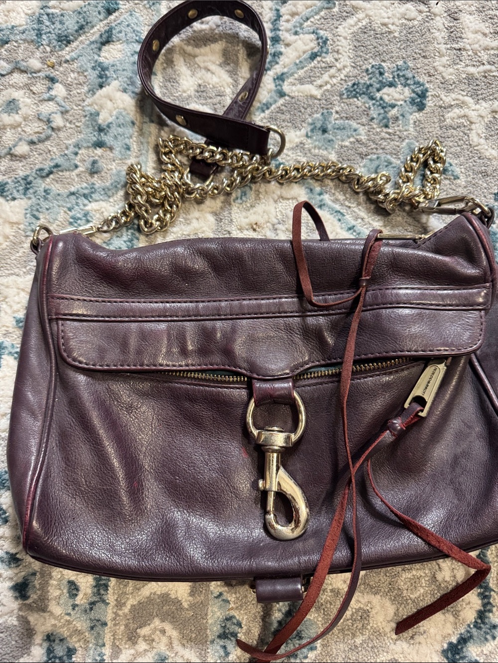 Rebecca Minkoff Mac Women’s Leather Shoulder Bag in Plum with Chain Strap